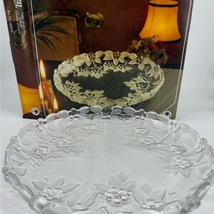 Clear Floral Glass Serving Platter